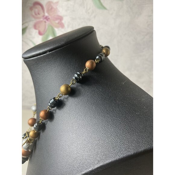 Beaded Multicolor Statement Necklace With Spring Ring Clasp Closure - Picture 3 of 4